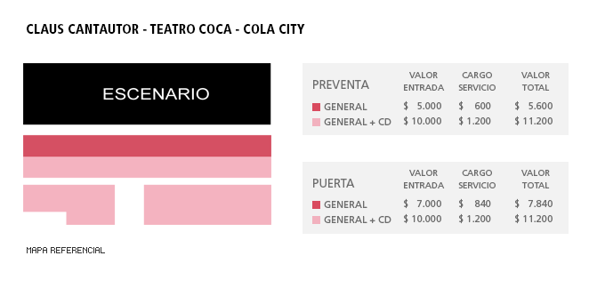 Mapa Claus Cantautor - teatro Coca Cola