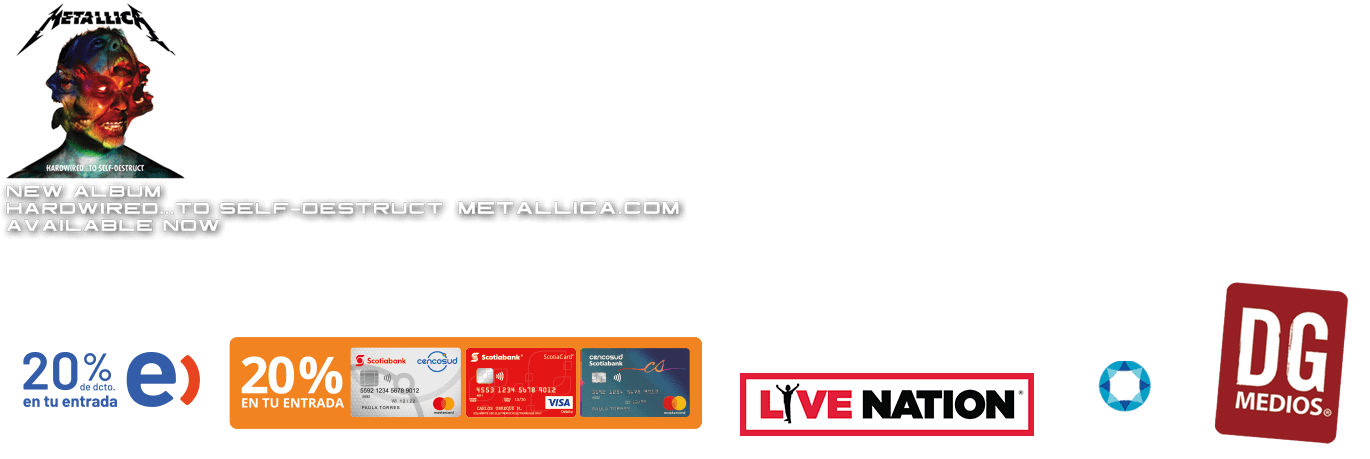 New Album ''Hardwire .. to self-destruct'' | 20% Dcto Entel en tu entrada | 20% Dcto Cencosud en tu entrada