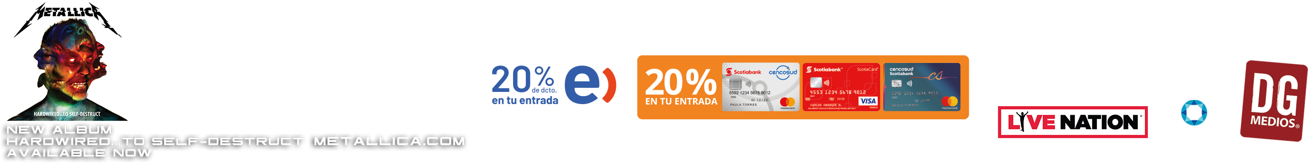 New Album ''Hardwire .. to self-destruct'' | 20% Dcto Entel en tu entrada | 20% Dcto Cencosud en tu entrada