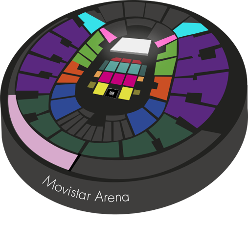 Mapa Movistar Arena Jesse y Joy 2018
