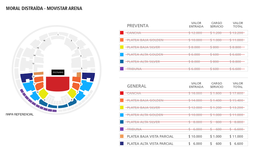 Mapa Moral Distraida - Movistar Arena