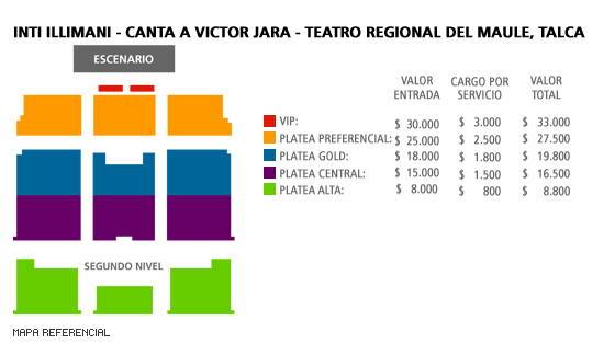 Mapa Inti Illimani - Canta a Victor Jara - Teatro Regional del Maule, Talca