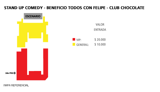 Mapa Stand Up Comedy - Beneficio Todos con Felipe - Club Chocolate