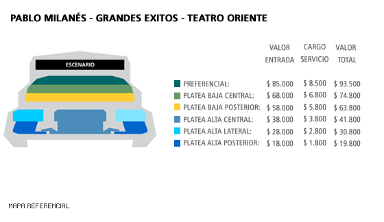 Mapa Pablo Milanés - Grandes Exitos - Teatro Oriente