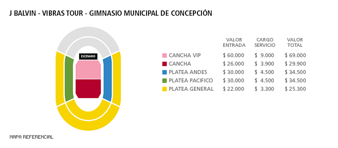 Mapa J Balvin - Gimnasio Municipal de Concepción