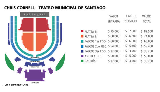 Mapa Chris Cornell - Teatro Municipal de Santiago