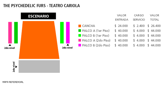 Mapa The Psychedelic Furs - Teatro Cariola