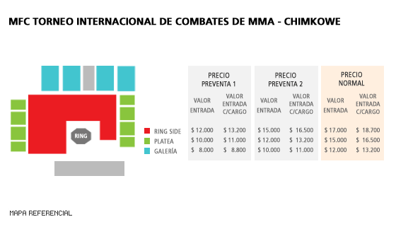 Mapa torneo internacional de combates de mma