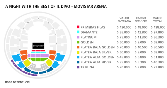 Mapa A night with the best of Il Divo - Movistar Arena